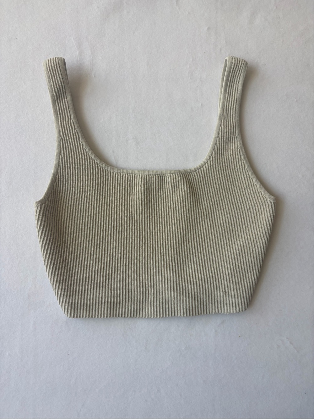 Aritzia Babaton Ribbed Square-Neck Crop Tank in Light Cream
